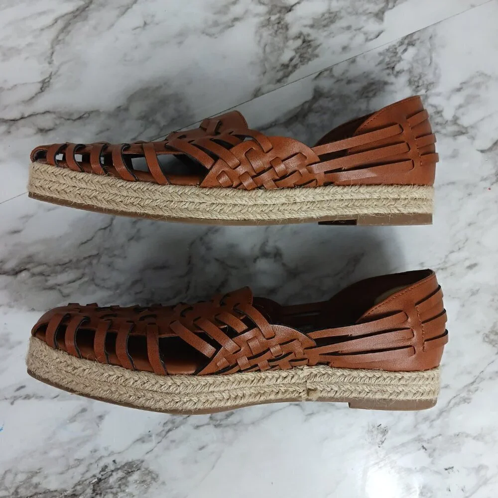 SAM & LIBBY Women's Asha Espadrille Saddle Slip-On Shoes Brown Size 9
